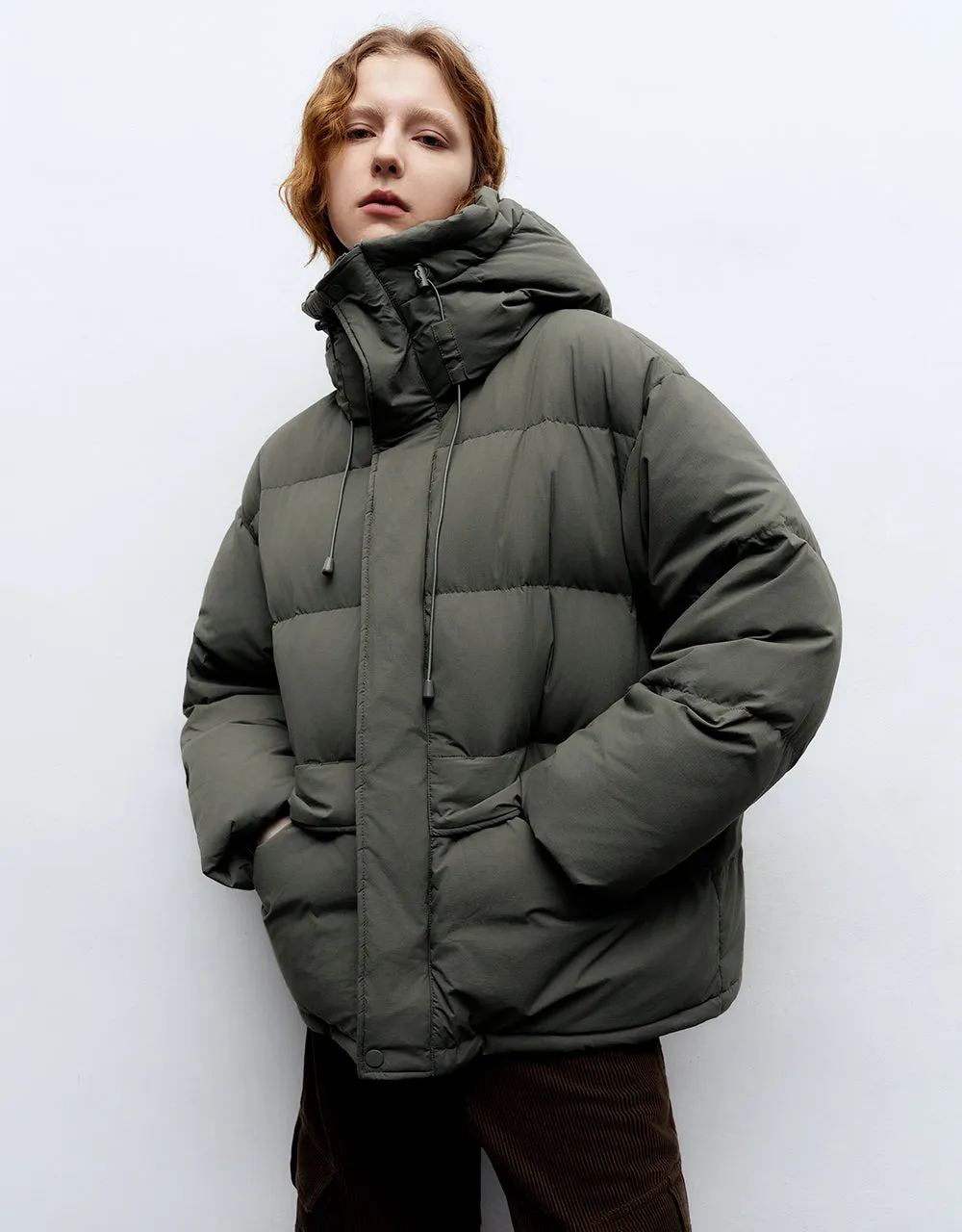Hooded A-Line Puffer Jacket sold by Urban Revivo