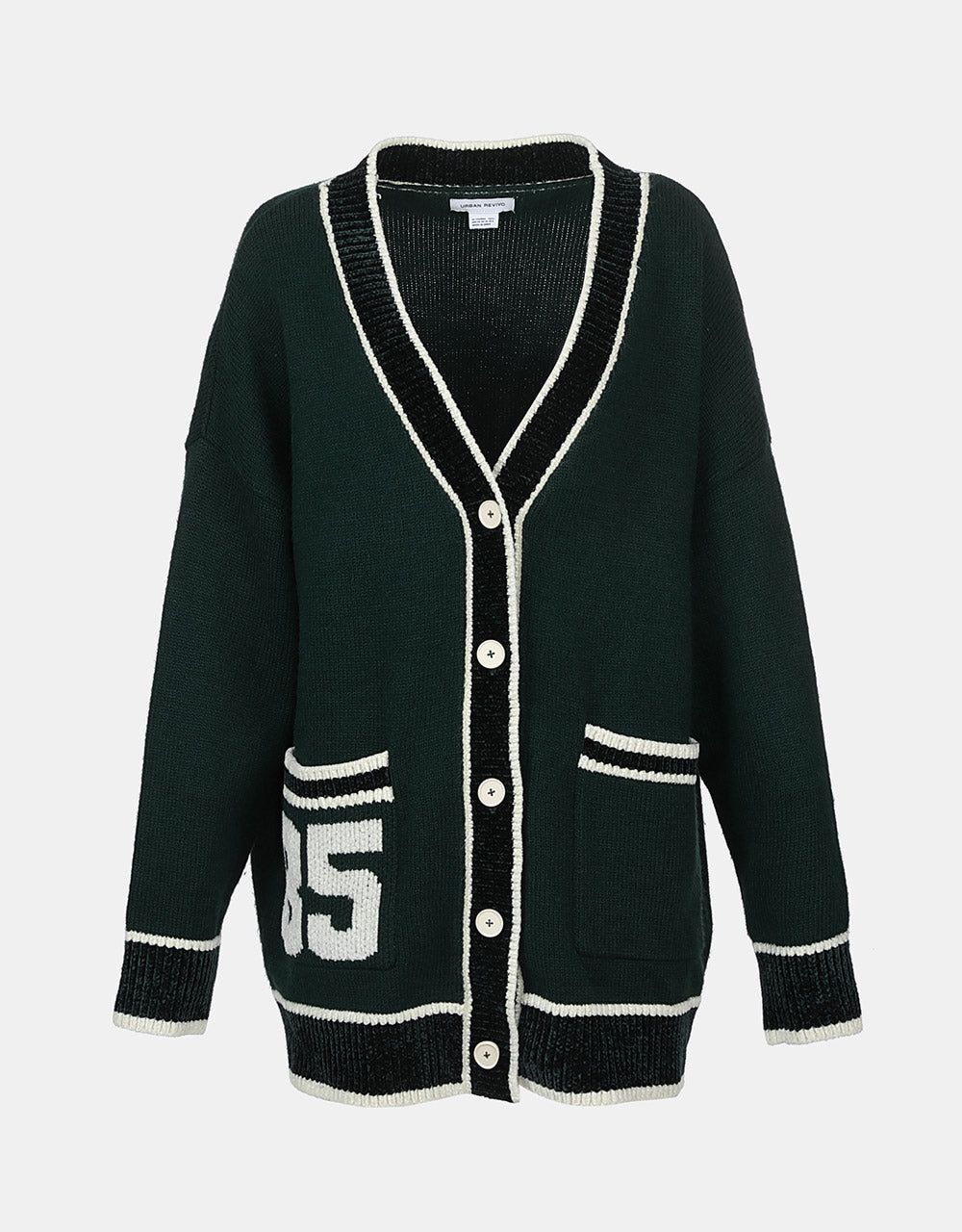 Contrast Trim Button Up Cardigan sold by Urban Revivo