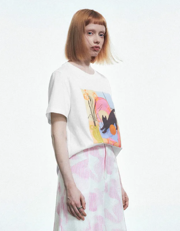 Printed Crew Neck Loose T-Shirt sold by Urban Revivo