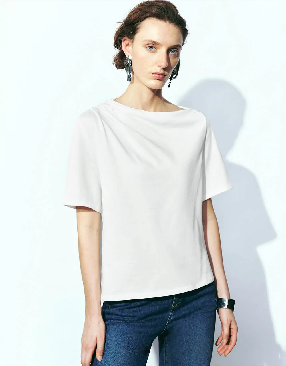 Asymmetric Crew Neck T-Shirt sold by Urban Revivo