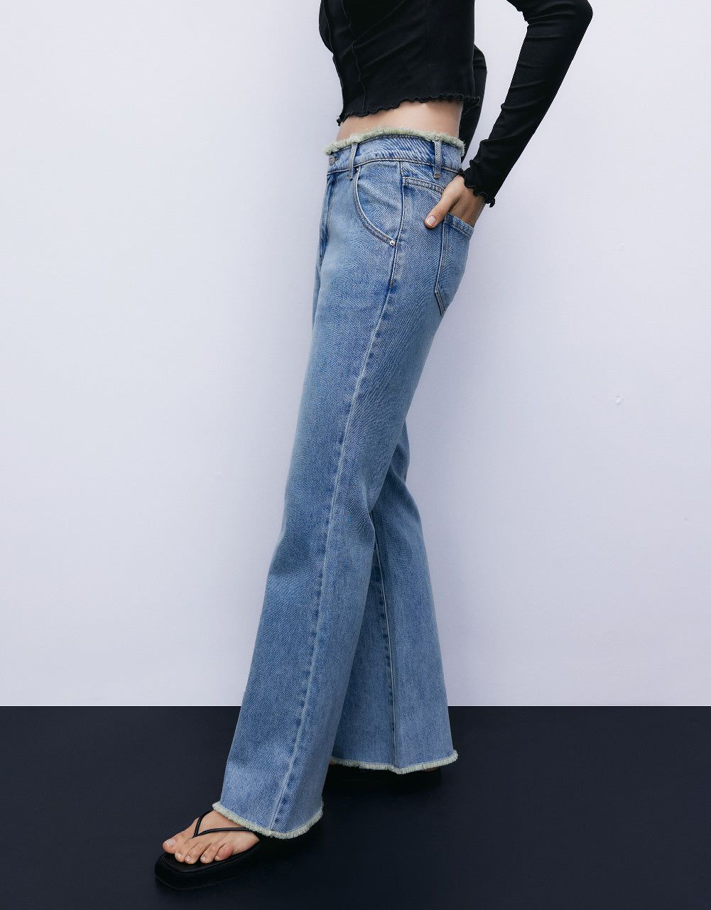Raw Hem Flare Jeans sold by Urban Revivo product image thumbnail 4
