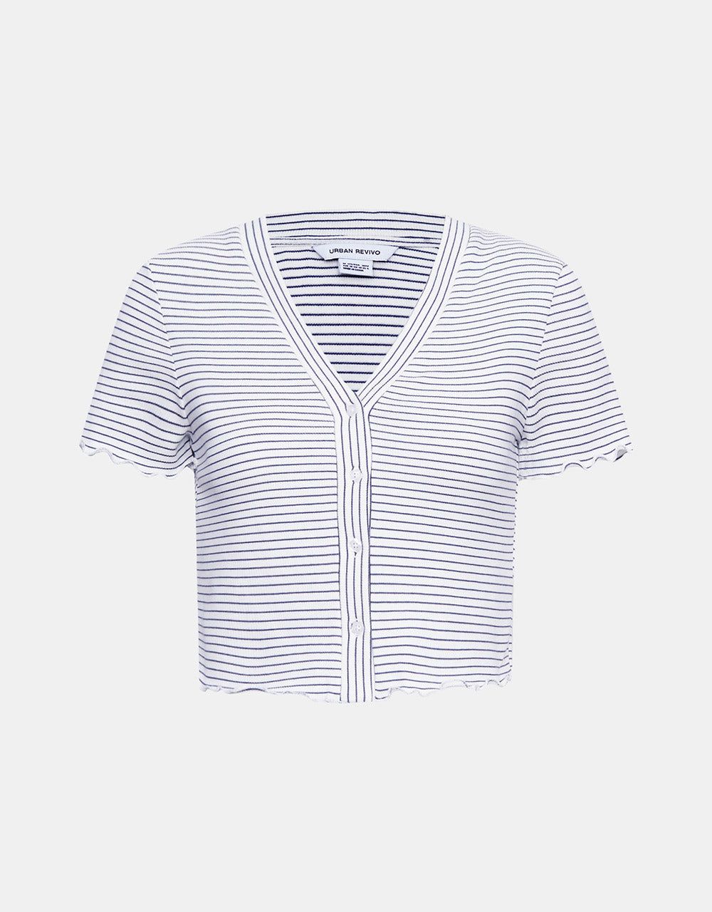 Striped Cropped Knit T-Shirt sold by Urban Revivo