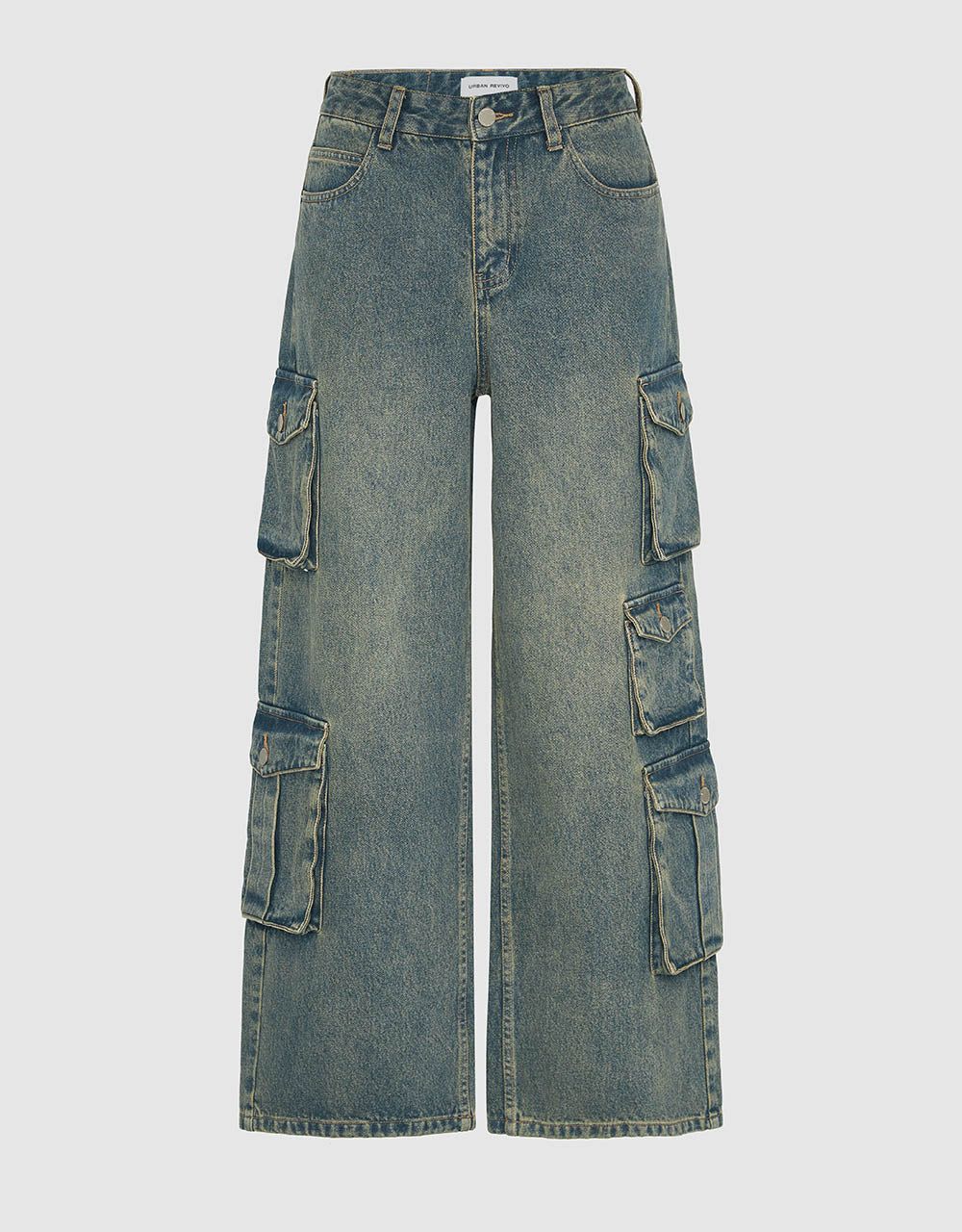 Multi-Pocket Wide-Leg Jeans sold by Urban Revivo