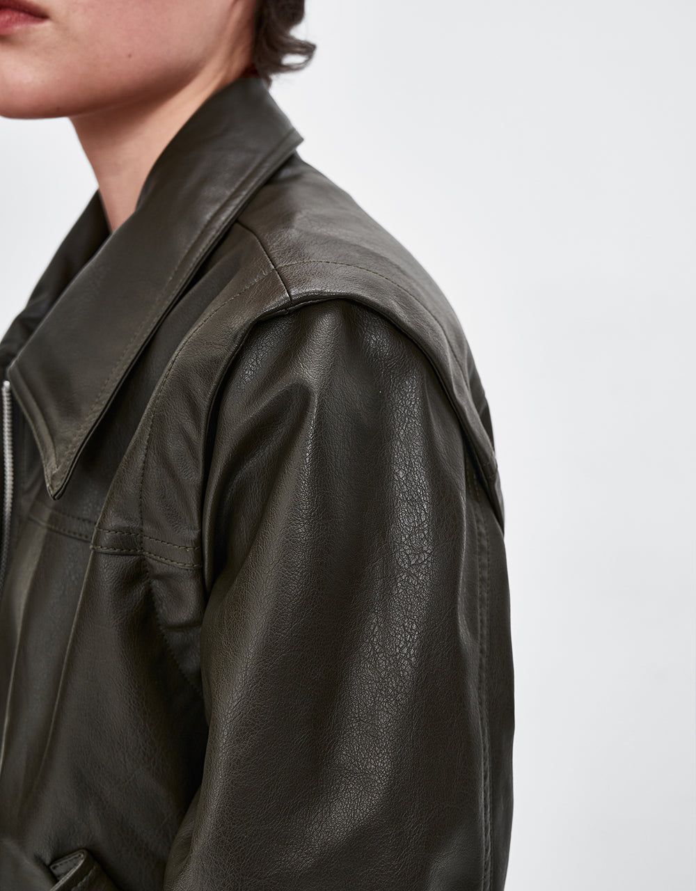 Zipper Front Vegan Leather Jacket sold by Urban Revivo product image thumbnail 4