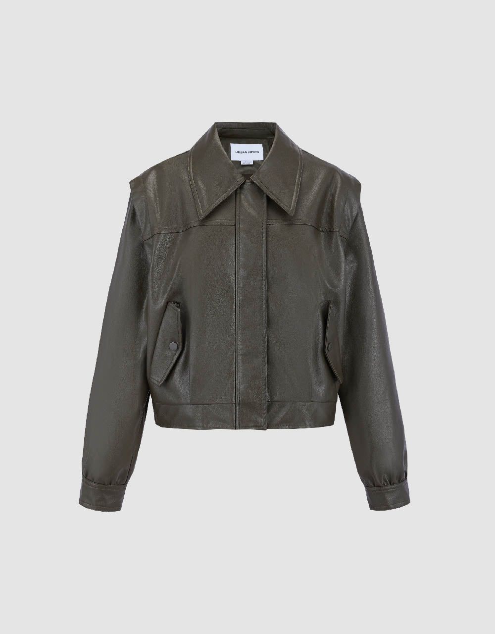 Zipper Front Vegan Leather Jacket sold by Urban Revivo product image thumbnail 2