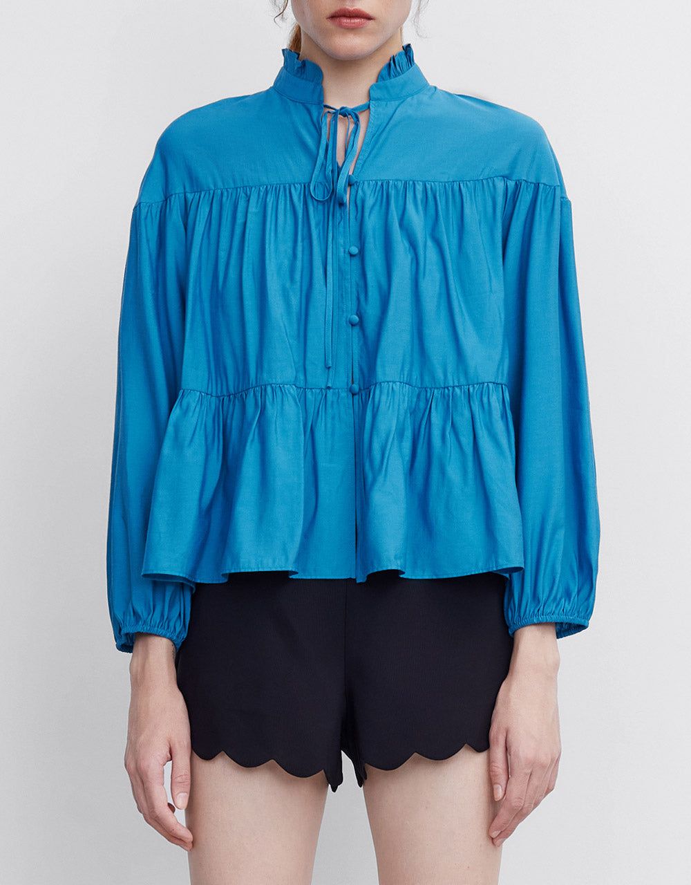 Tie Front Peplum Blouse sold by Urban Revivo product image thumbnail 2
