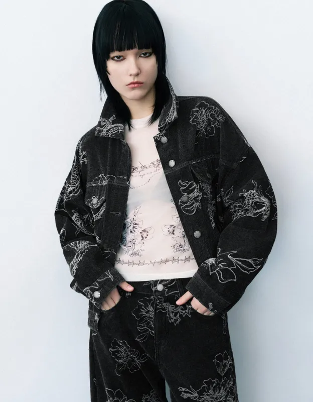 Dragon Printed Denim Jacket made by Urban Revivo