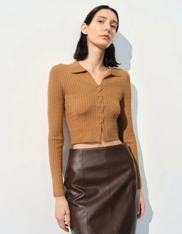 Skinny Lapel Knitted T-Shirt sold by Urban Revivo