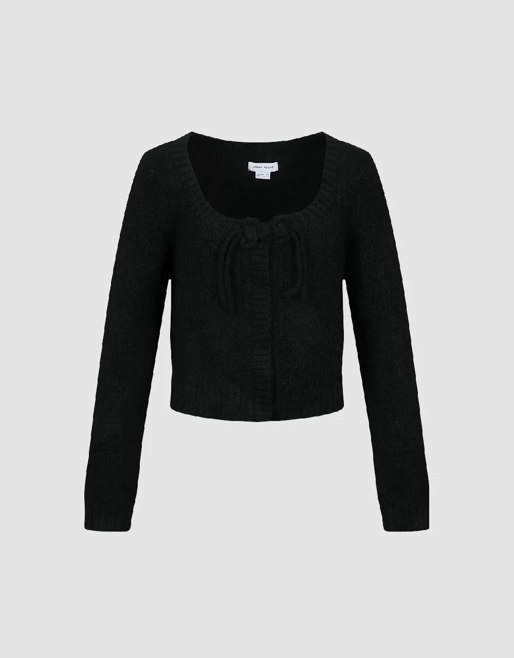 Tie Front Crew Neck Knitted Cardigan sold by Urban Revivo