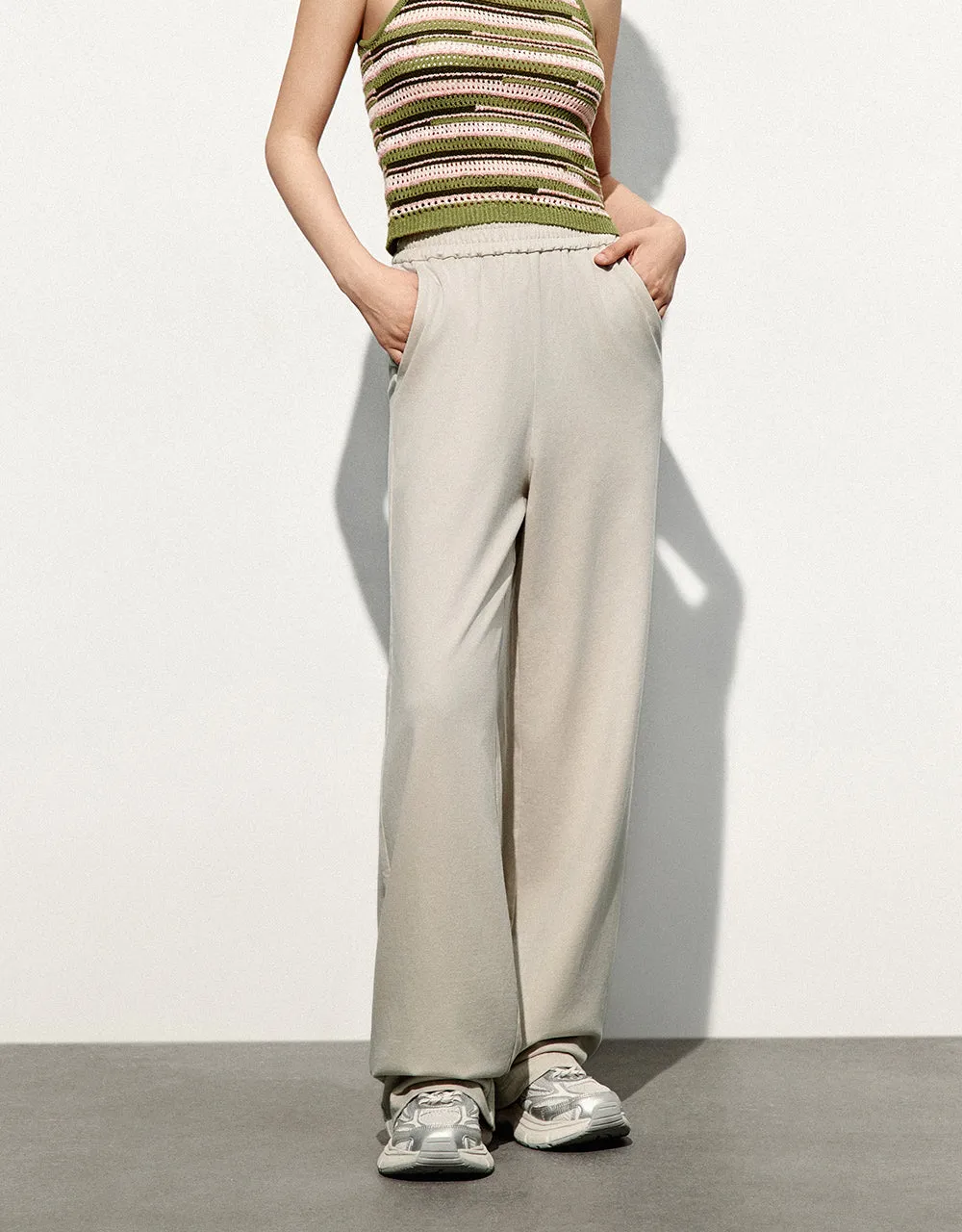 Elastic Waisted Knitted Straight Pants sold by Urban Revivo product image thumbnail 4