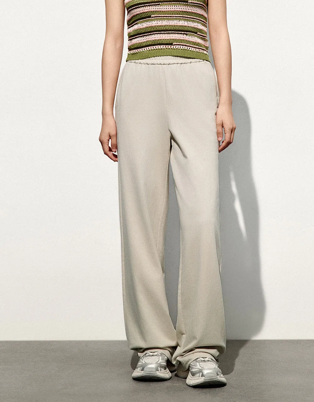 Elastic Waisted Knitted Straight Pants sold by Urban Revivo product image thumbnail 2