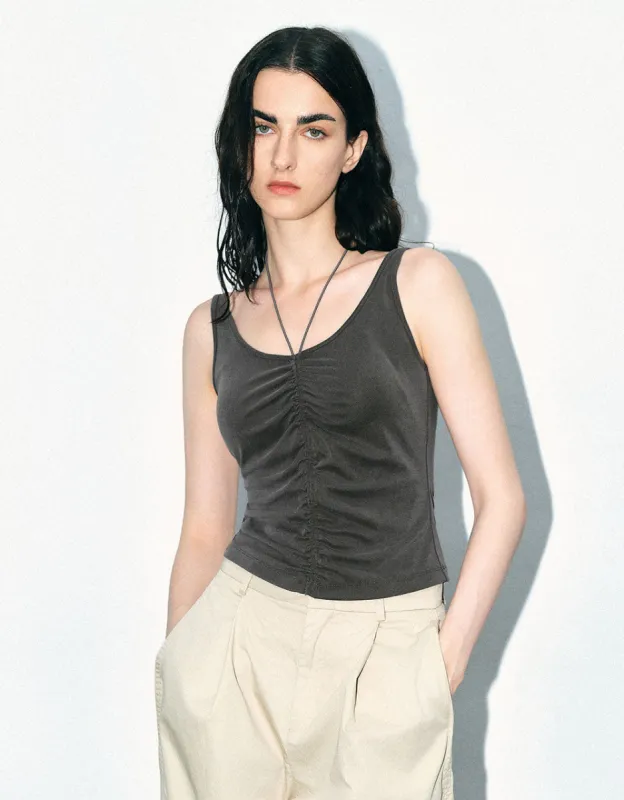 V Neck Cropped Tank Top sold by Urban Revivo