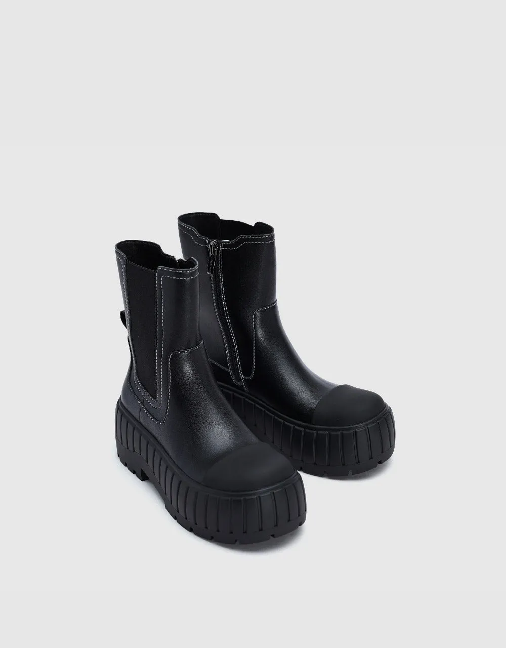 Vegan Leather Round Toe Boots sold by Urban Revivo