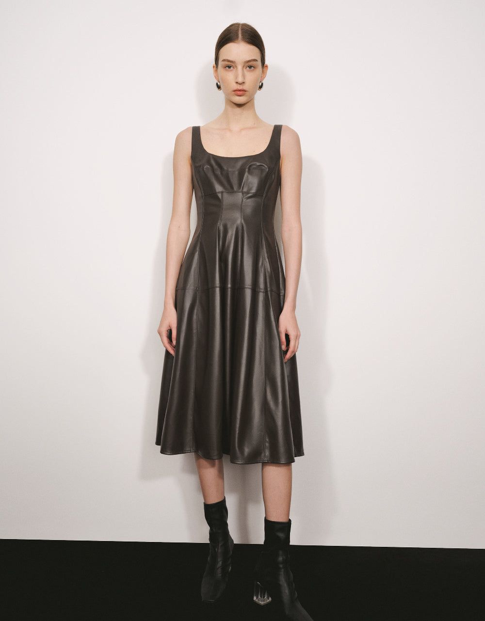 Sleeveless Vegan Leather A-Line Dress sold by Urban Revivo