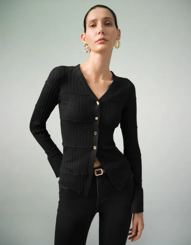 Skinny V-Neck Knitted Cardigan sold by Urban Revivo
