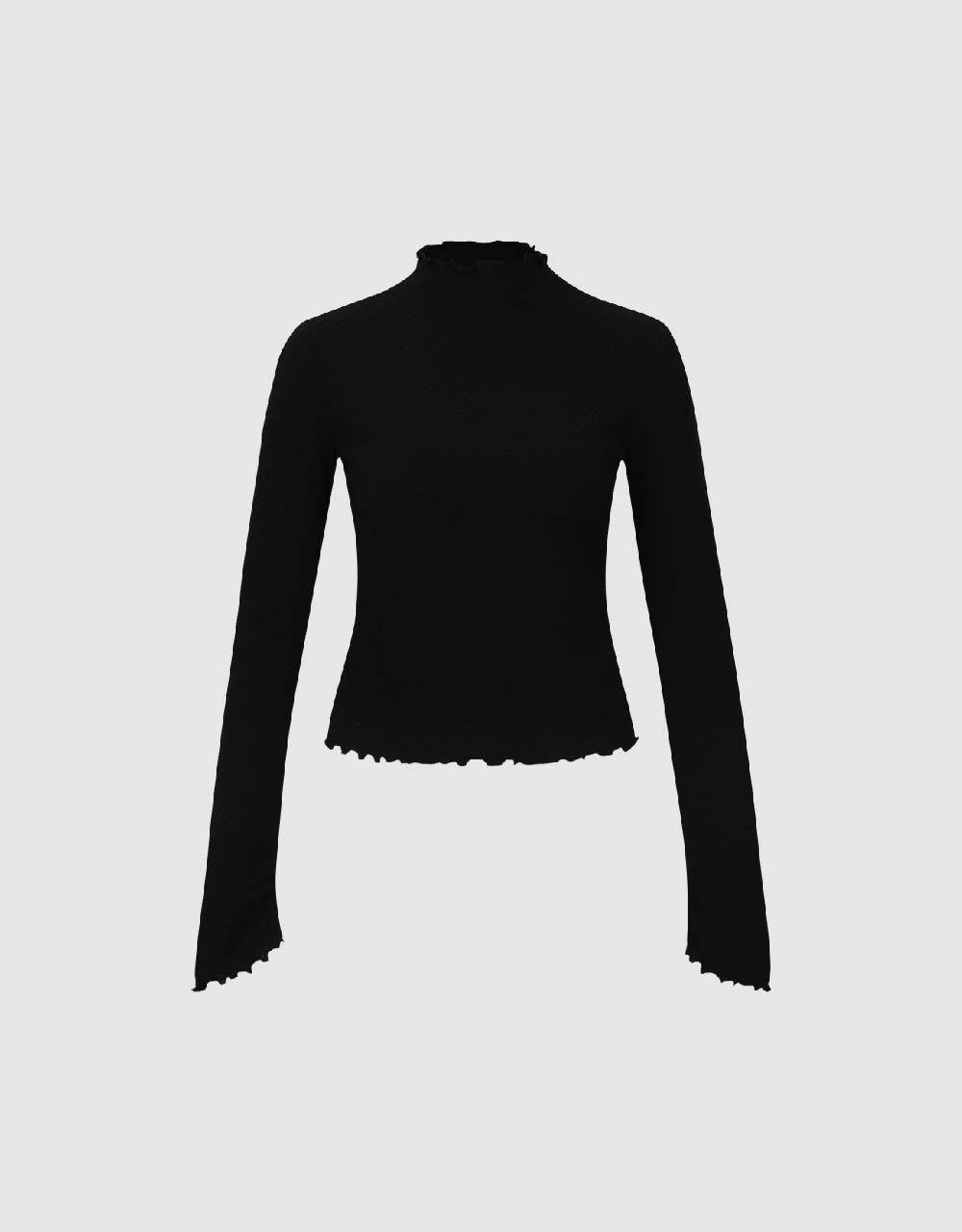 Lettuce Trim Turtle Neck Knitted T-Shirt sold by Urban Revivo product image thumbnail 2