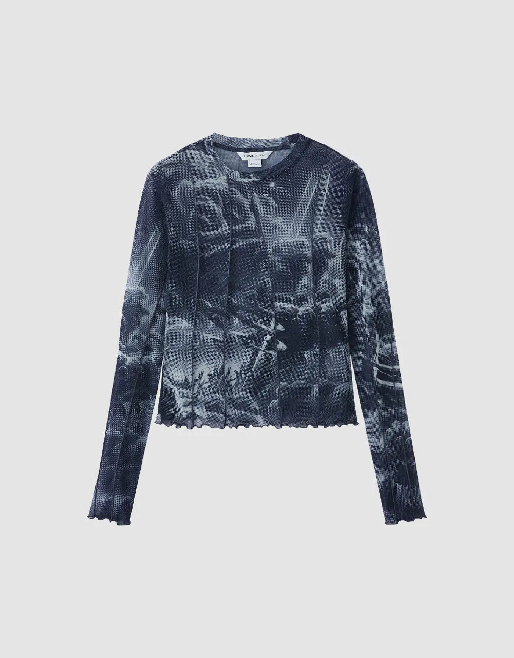 Lettuce Trim Printed Crew Neck Skinny T-Shirt sold by Urban Revivo product image thumbnail 2