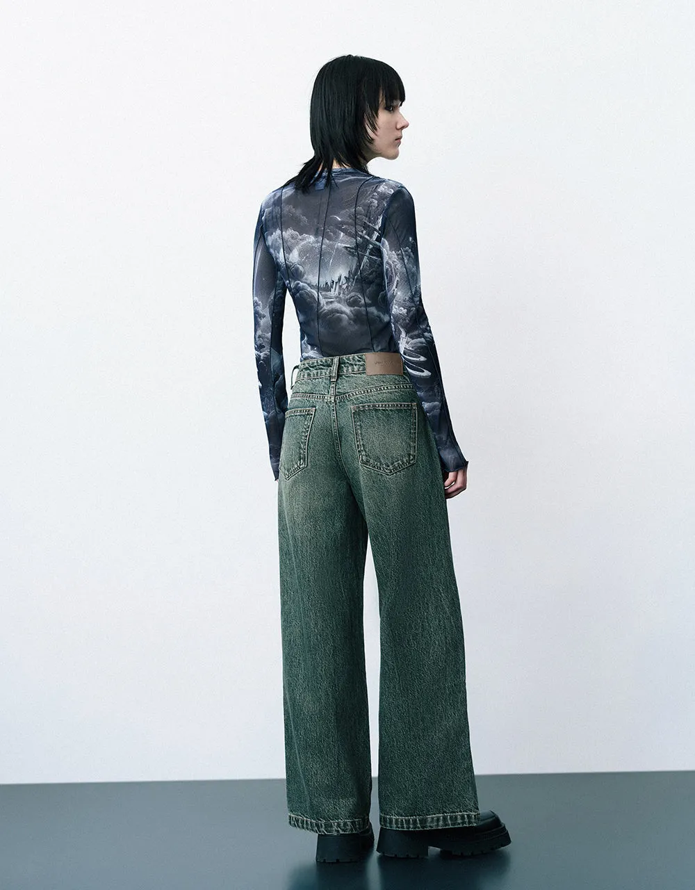 Lettuce Trim Printed Crew Neck Skinny T-Shirt sold by Urban Revivo product image thumbnail 5