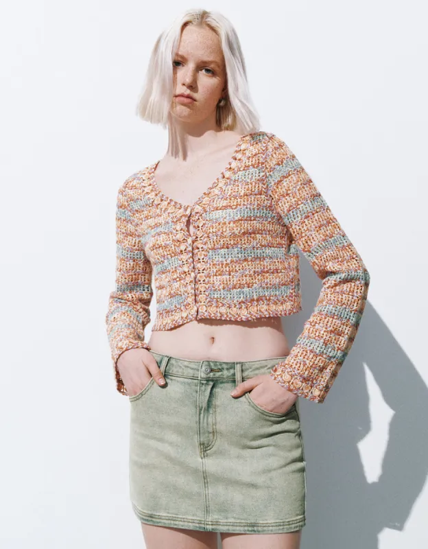 Striped V-Neck Knitted Cardigan sold by Urban Revivo