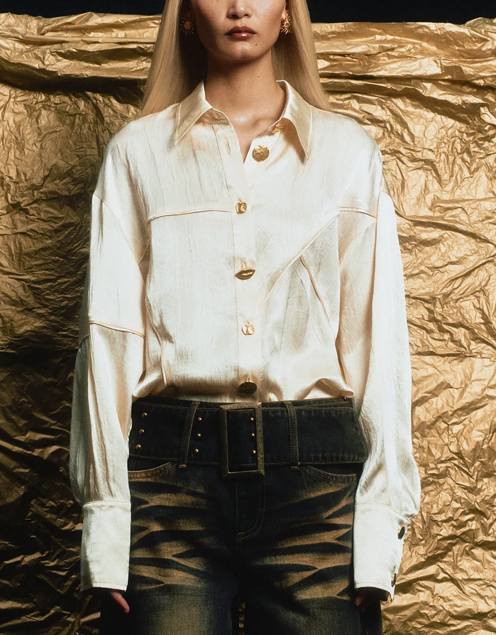Vegan Leather A-Line Shirt sold by Urban Revivo product image thumbnail 2