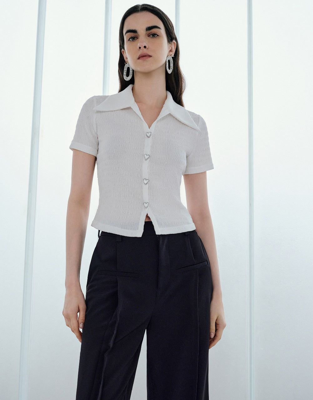 Shirred Lapel Skinny T-Shirt sold by Urban Revivo product image thumbnail 3