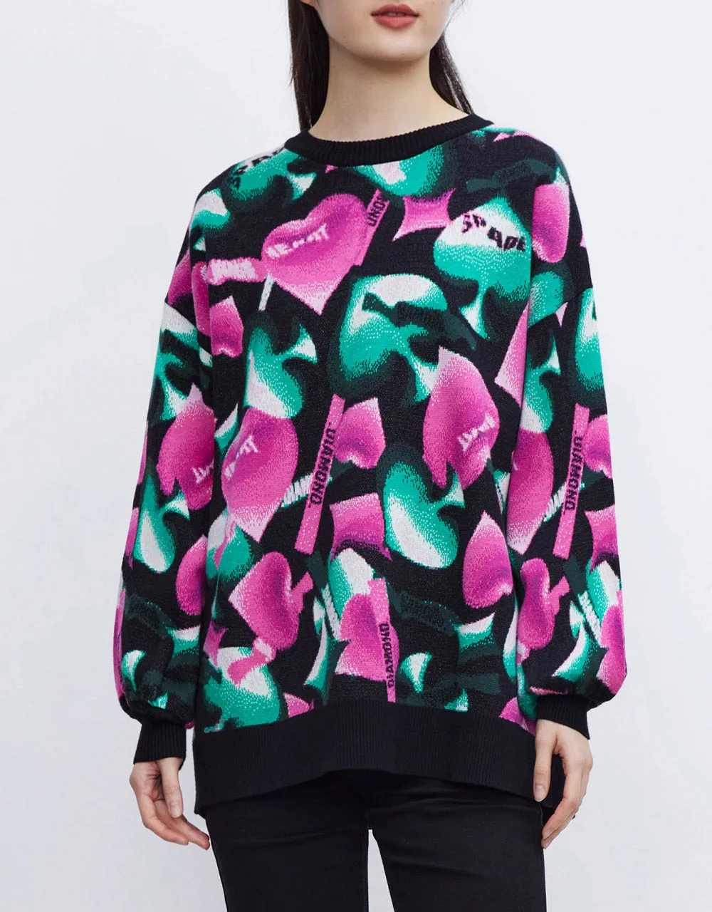 Heart Pattern Oversized Sweater sold by Urban Revivo product image thumbnail 2