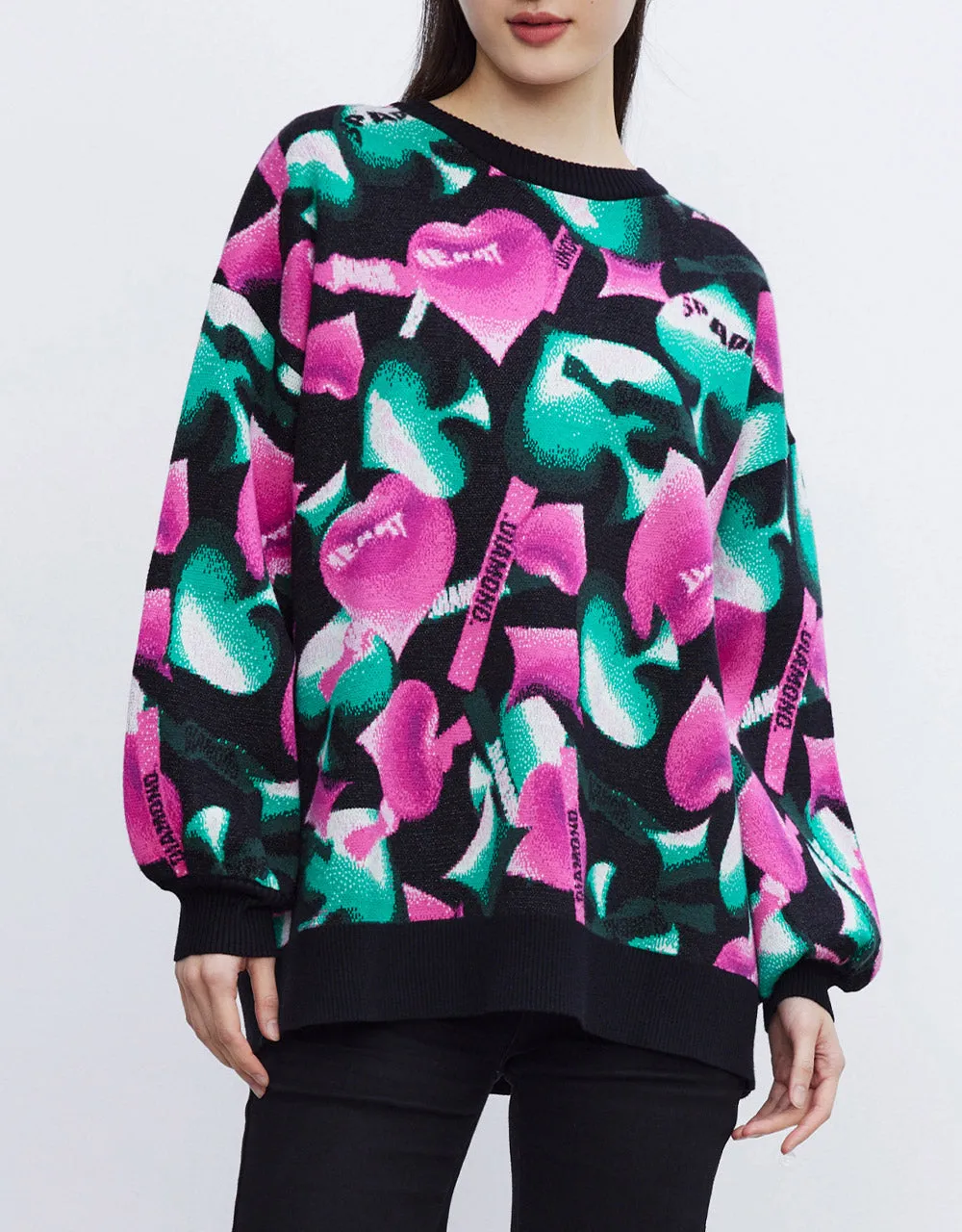 Heart Pattern Oversized Sweater sold by Urban Revivo product image thumbnail 5