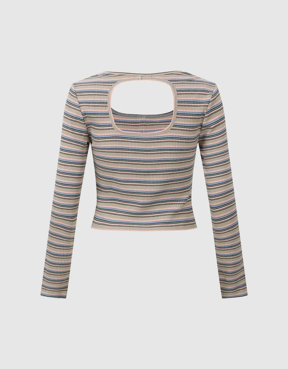 Striped U Neck Skinny T-Shirt sold by Urban Revivo product image thumbnail 5