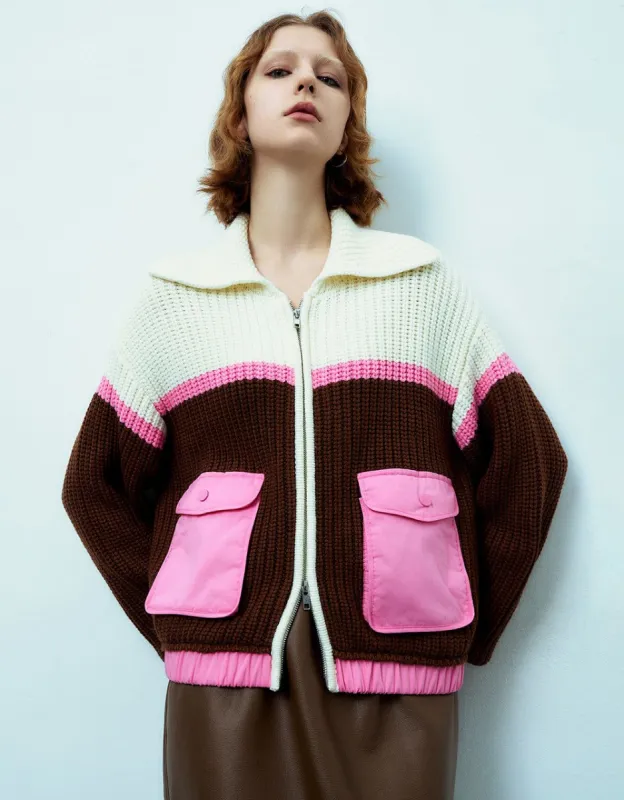 Sailor Collar Neck Knitted Cardigan With Pockets sold by Urban Revivo