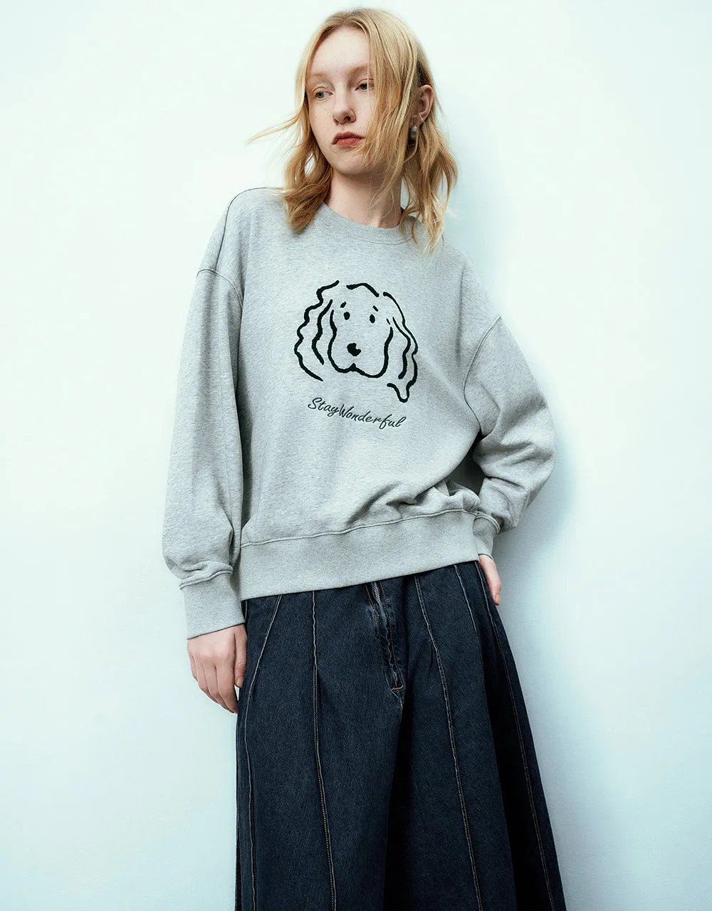 Printed Crew Neck Loose Sweatshirt sold by Urban Revivo product image thumbnail 3