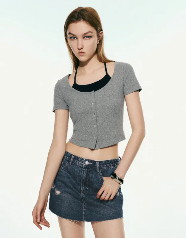 Halter Neck 2 In 1 Skinny T-Shirt sold by Urban Revivo