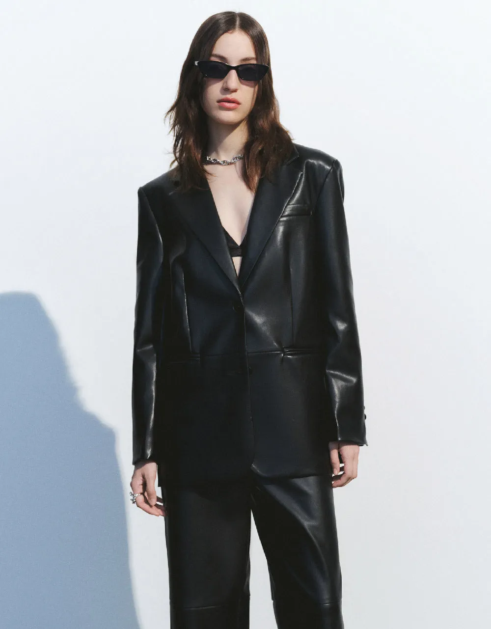 Straight Vegan Leather Jacket sold by Urban Revivo