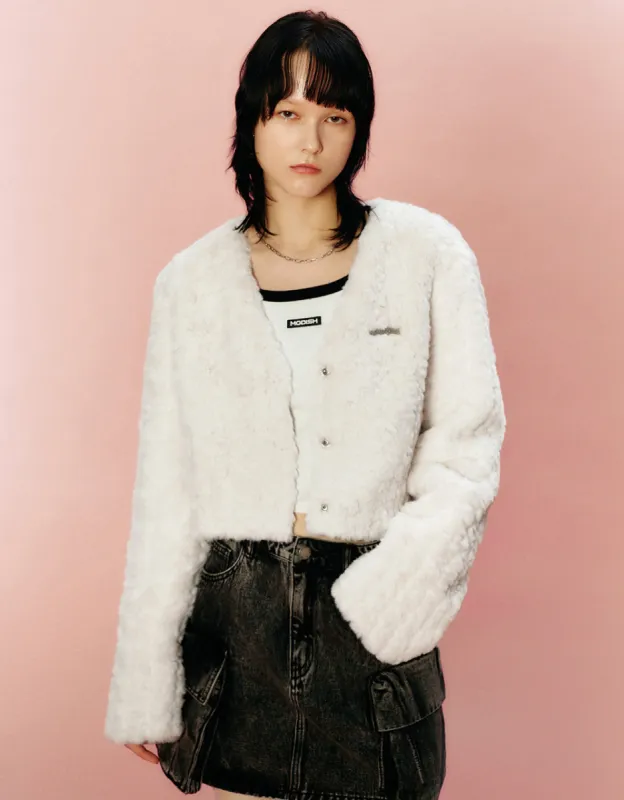V-Neck Furry Coat sold by Urban Revivo