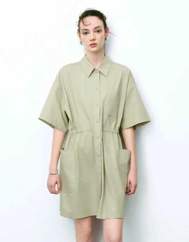 Elastic Waist A-Line Shirt Dress sold by Urban Revivo
