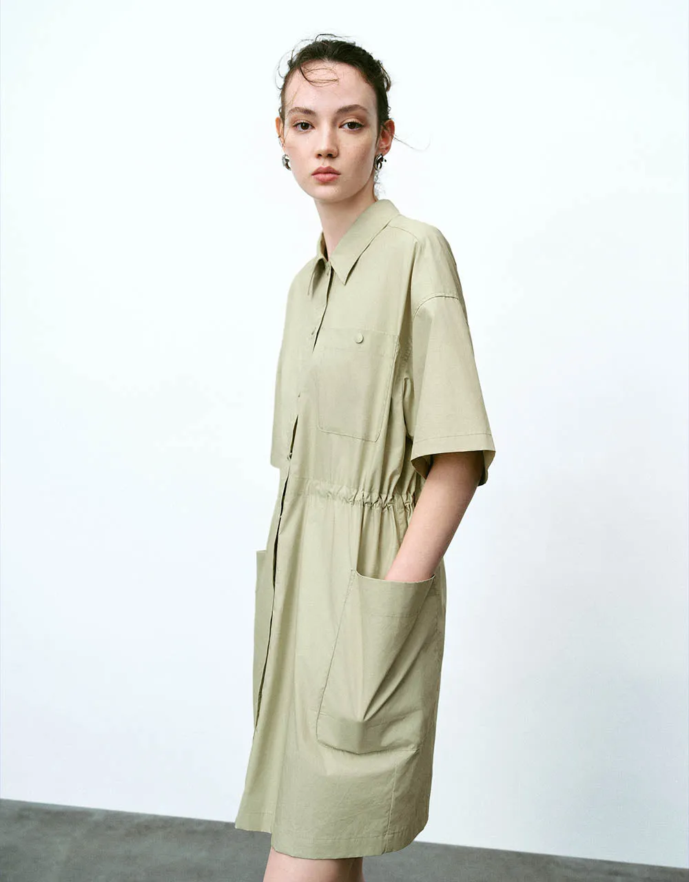 Elastic Waist A-Line Shirt Dress sold by Urban Revivo product image thumbnail 3