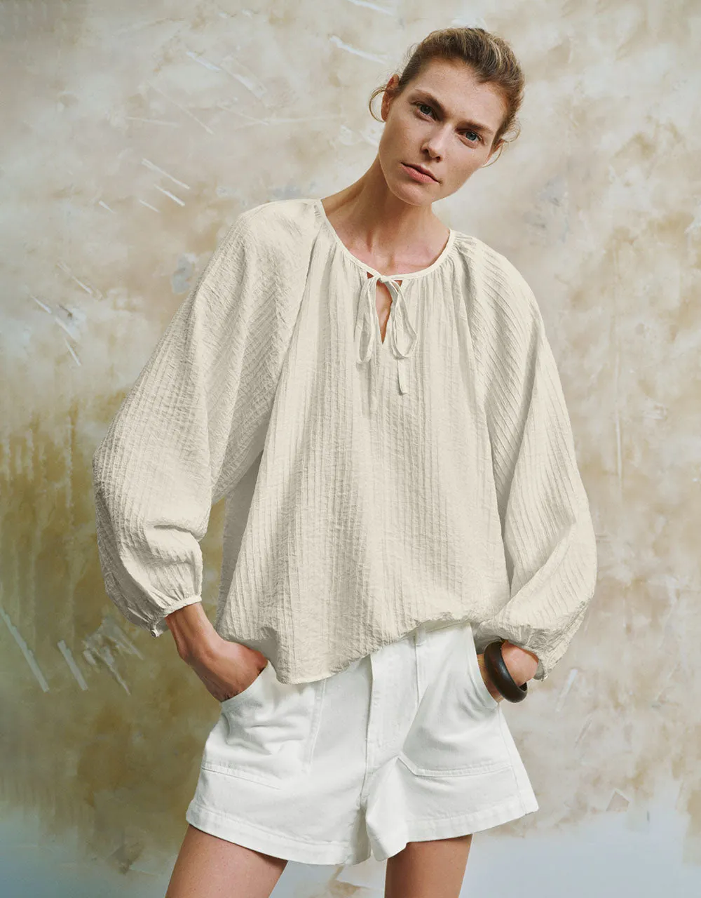 Tie Front Loose Blouse sold by Urban Revivo