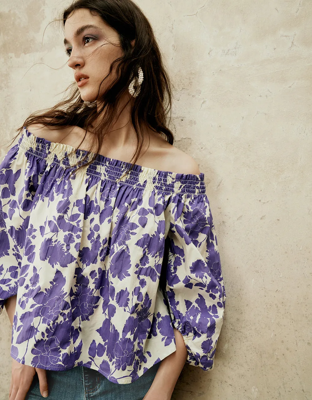 Printed Off-Shoulder Overhead Shirt sold by Urban Revivo product image thumbnail 3