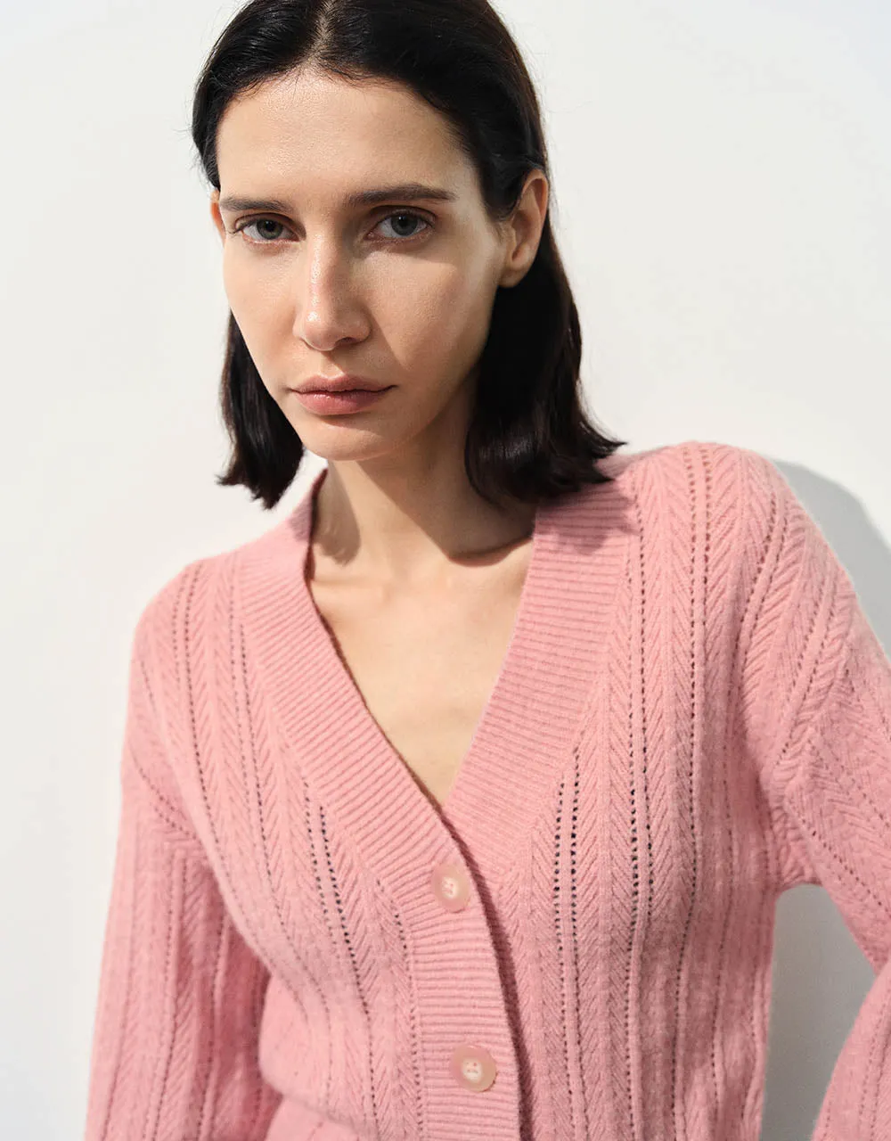 Drop Shoulder Sleeve V-Neck Knitted Cardigan sold by Urban Revivo product image thumbnail 5