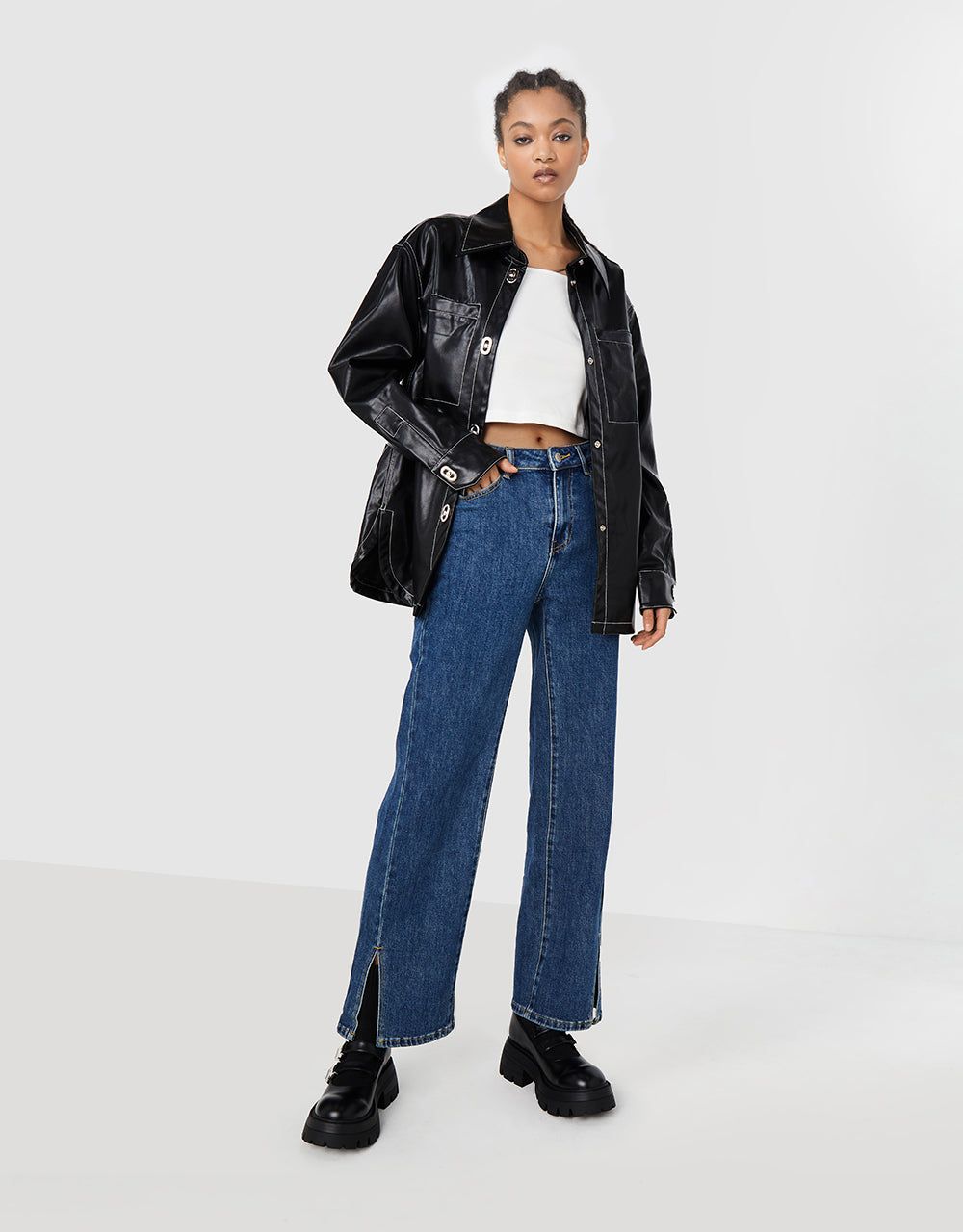 Faux Leather Buttoned Jacket sold by Urban Revivo product image thumbnail 2