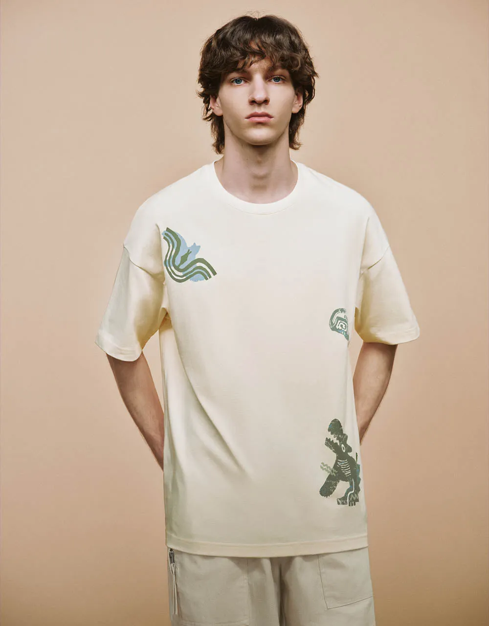 Cartoon Printed Crew Neck Straight T-Shirt sold by Urban Revivo