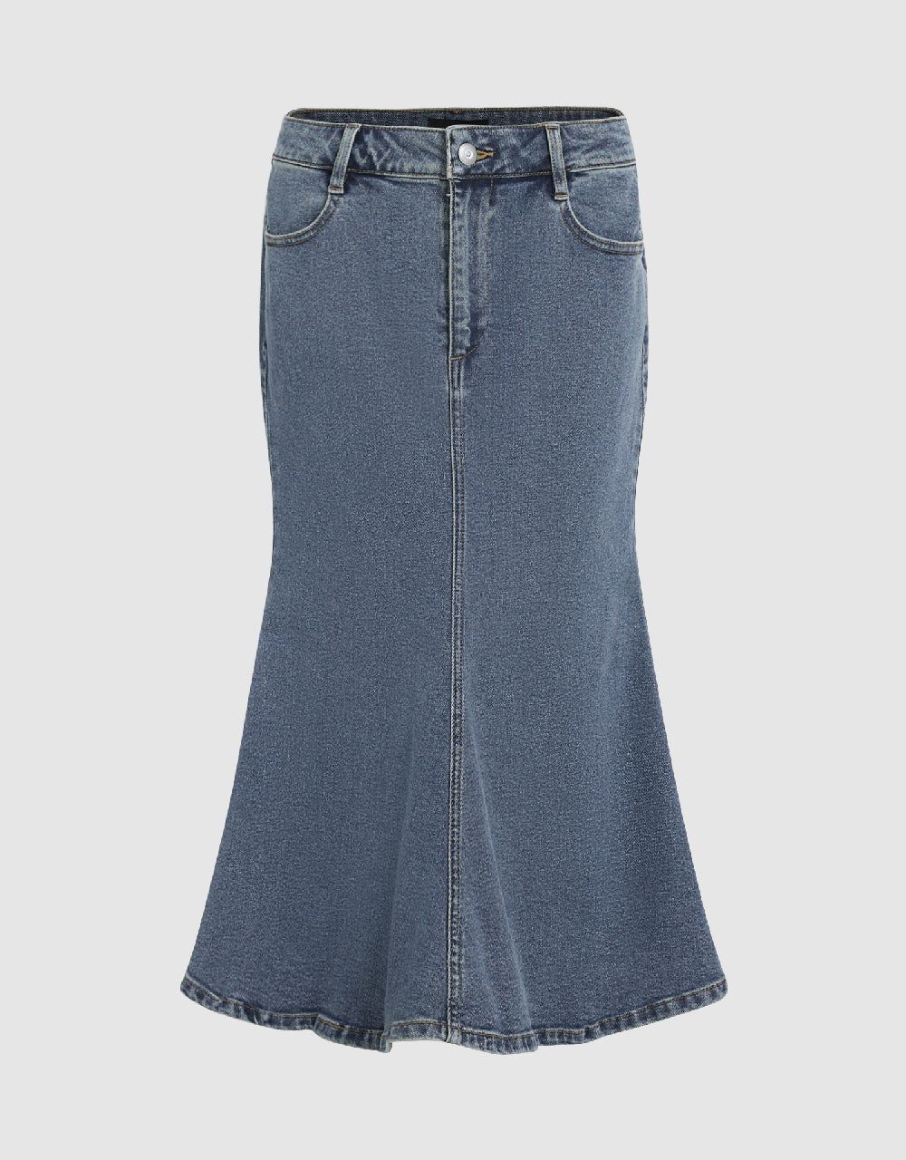 Midi Fishtail Denim Skirt sold by Urban Revivo