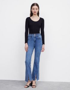 Slit Hem Flare Jeans sold by Urban Revivo