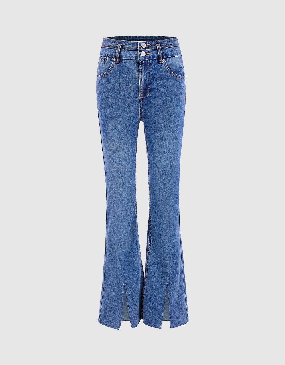 Slit Hem Flare Jeans sold by Urban Revivo