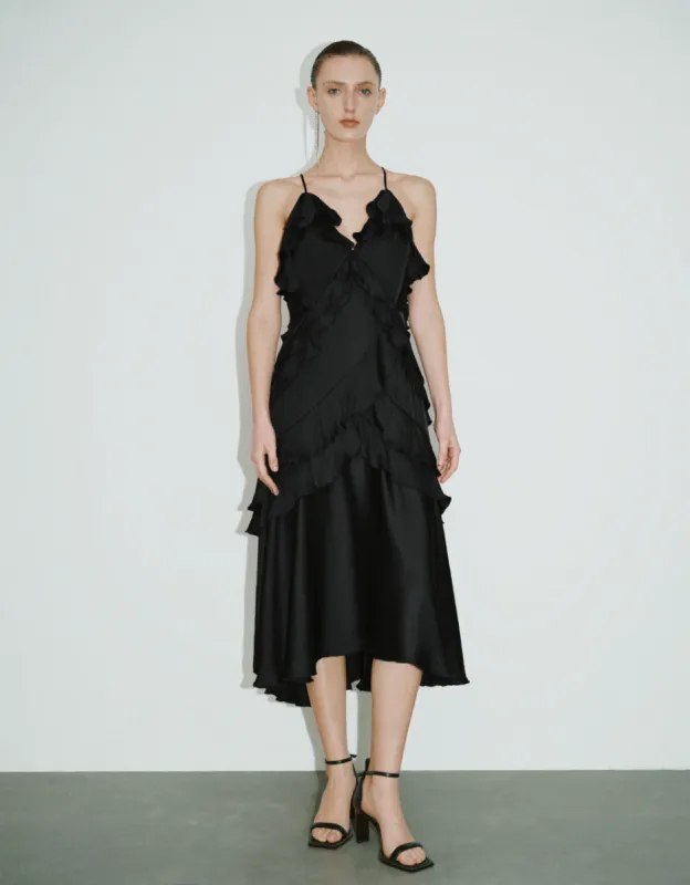 Halter Neck Ruffle A-Line Dress sold by Urban Revivo