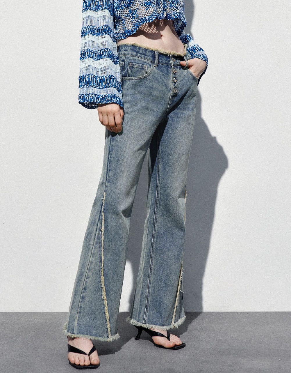 Raw Hem Flare Jeans sold by Urban Revivo product image thumbnail 3