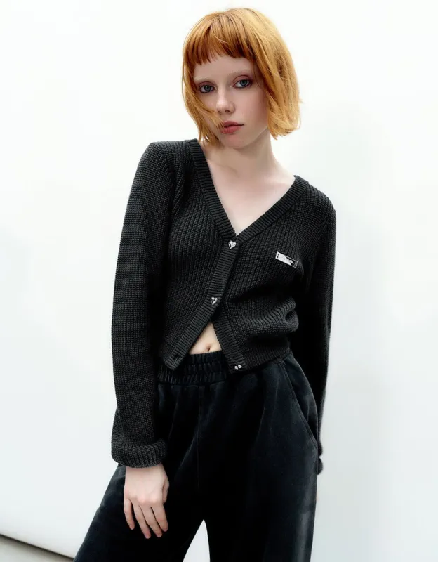 Heart Shape Buttoned Loose Knitted Cardigan sold by Urban Revivo