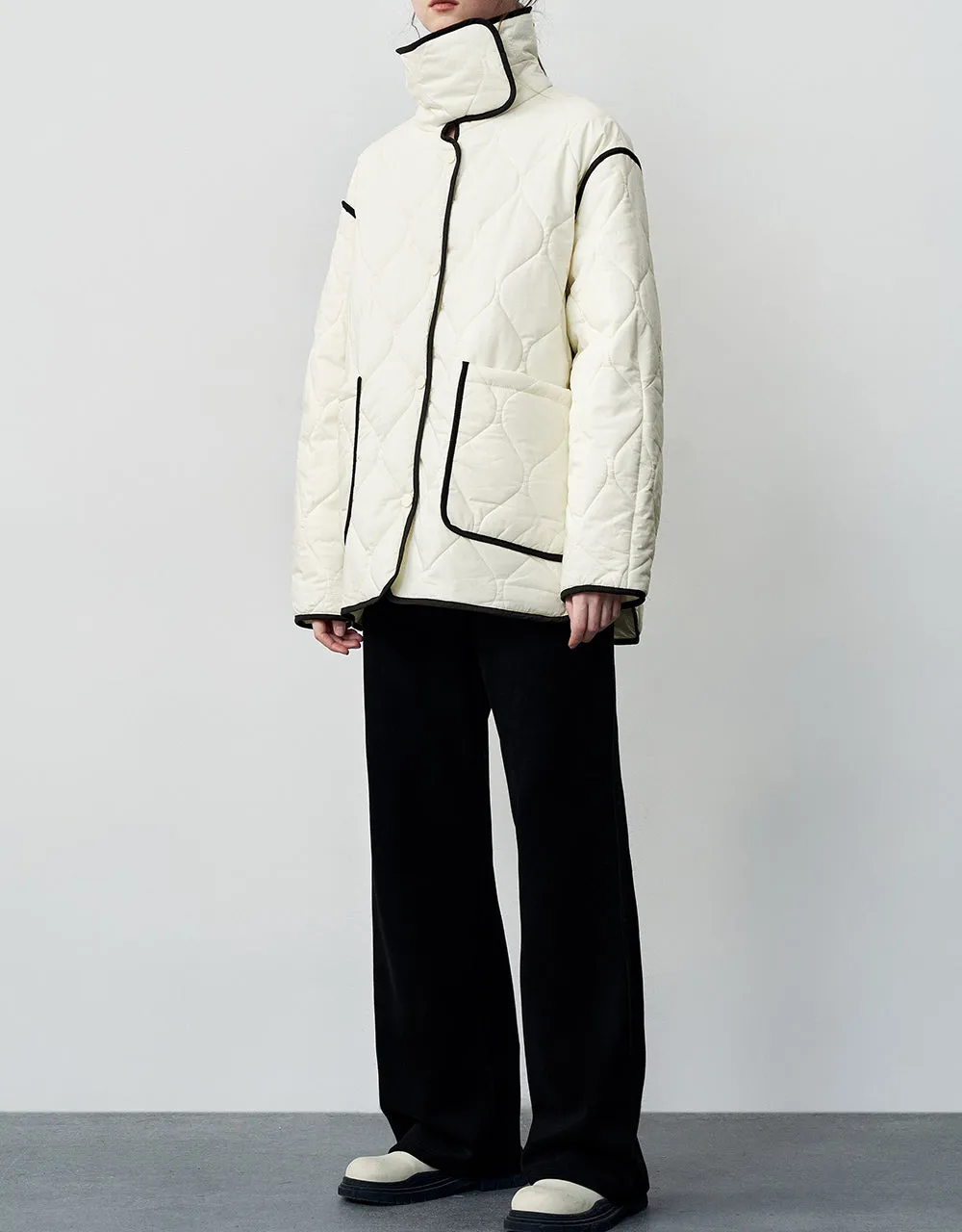 Drawsting Waist Knitted Wide-Leg Pants sold by Urban Revivo product image thumbnail 4