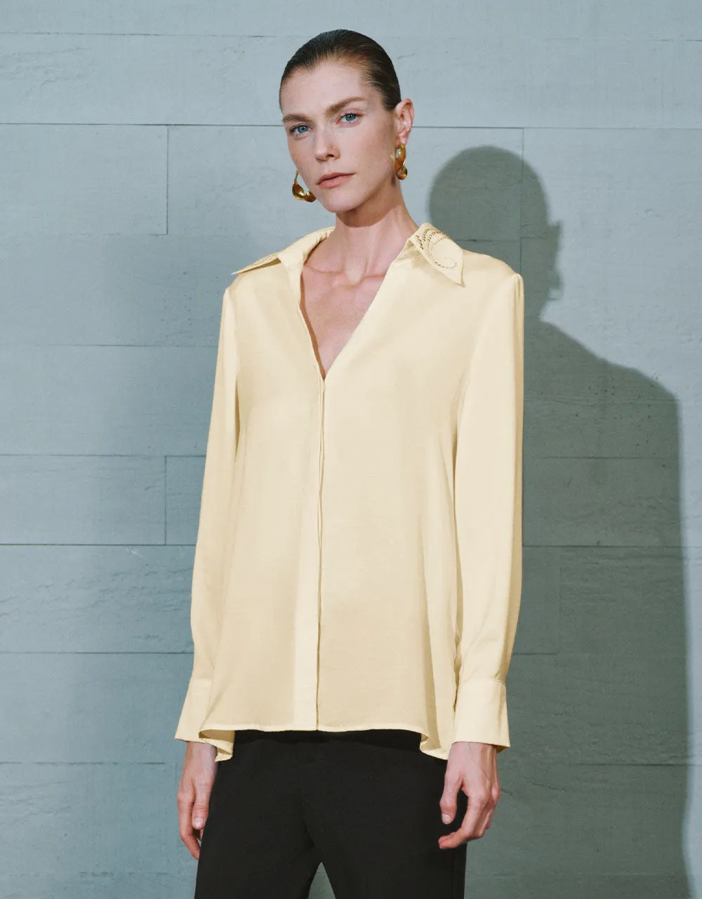 Collared Neck Straight Shirt sold by Urban Revivo