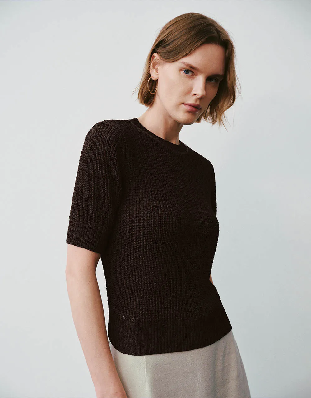 Crew Neck Straight Knitted T-Shirt sold by Urban Revivo product image thumbnail 3