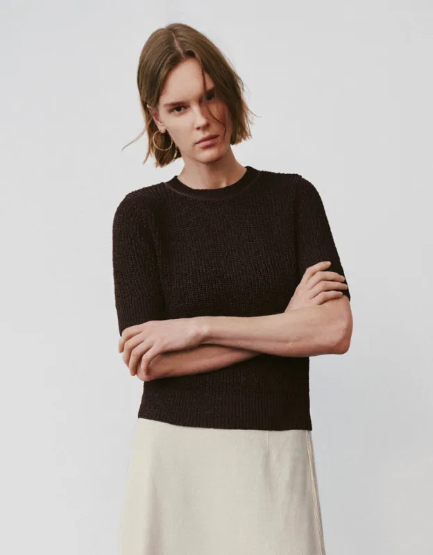 Crew Neck Straight Knitted T-Shirt sold by Urban Revivo